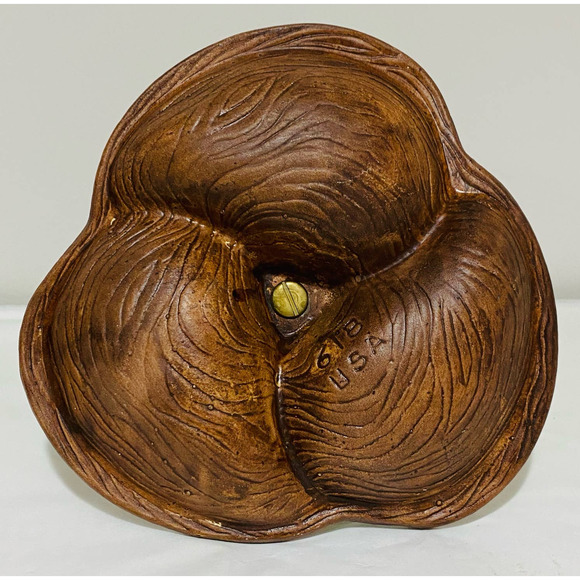 Green Sequoia Craft Center Handle Tidbit Snack Tray California Pottery #618 USA - Picture 5 of 9